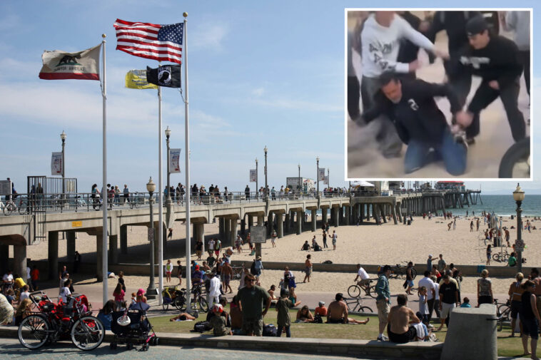 terrifying-moment-huge-mob-of-e-bike-riding-youths-batter-husband-in-huntington-beach