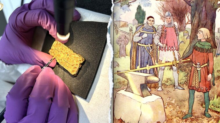 real-life-excalibur?-man-on-a-hike-uncovers-gold-sword-relic-hidden-under-tree