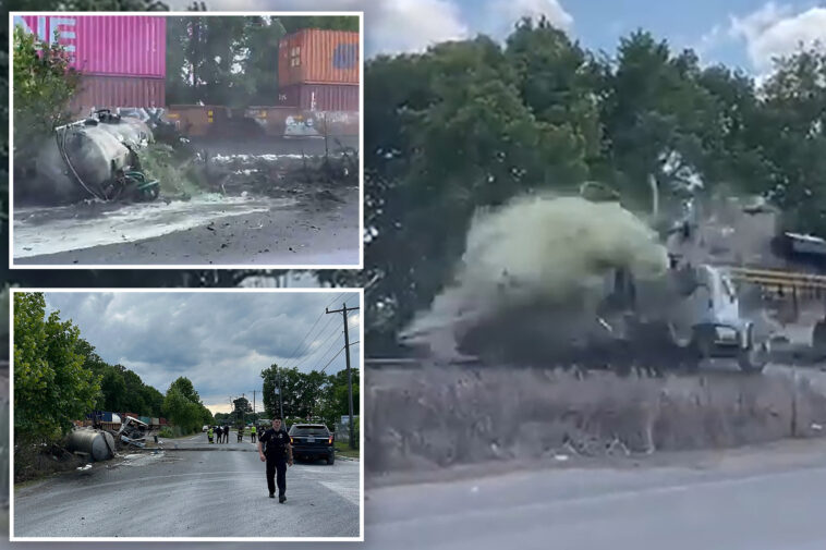 train-collides-with-truck-carrying-septic-tank,-seriously-injuring-driver:-video