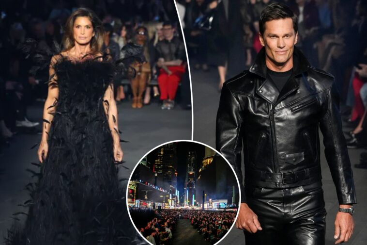 gucci-transforms-times-square-into-runway-as-label-debuts-new-collection-with-cindy-crawford,-tom-brady