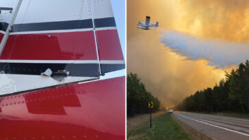 plane-battling-wildfire-near-canadian-border-shot-at,-tearing-hole-through-tail
