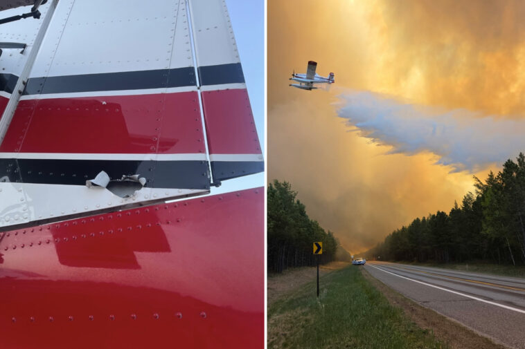 plane-battling-wildfire-near-canadian-border-shot-at,-tearing-hole-through-tail