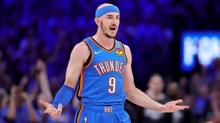 thunder-star-alex-caruso-shoves-camera-out-of-huddle-during-double-overtime-loss-to-spurs