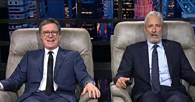 late-night-therapy:-jon-stewart-tells-colbert-audience-to-‘close-your-eyes-and-dream’-of-voters-repudiating-‘putrid’-trump-admin-—-‘we-are-tired’