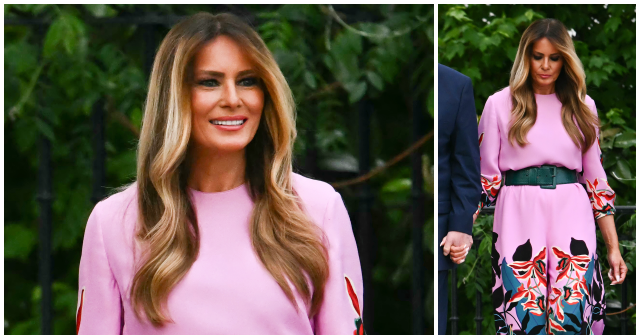 fashion-notes:-melania-trump-attends-congressional-picnic-in-pink-valentino-jumpsuit