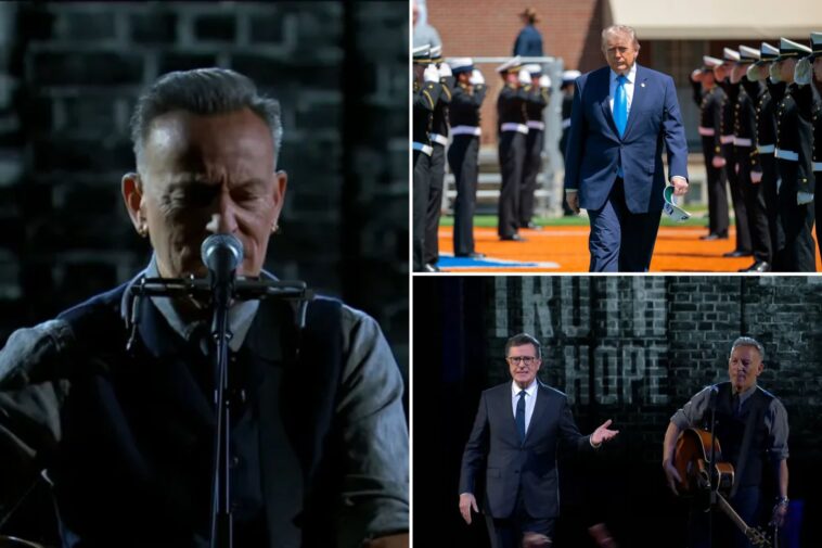 bruce-springsteen-takes-jab-at-trump,-paramount-during-stephen-colbert’s-second-to-last-‘late-show’