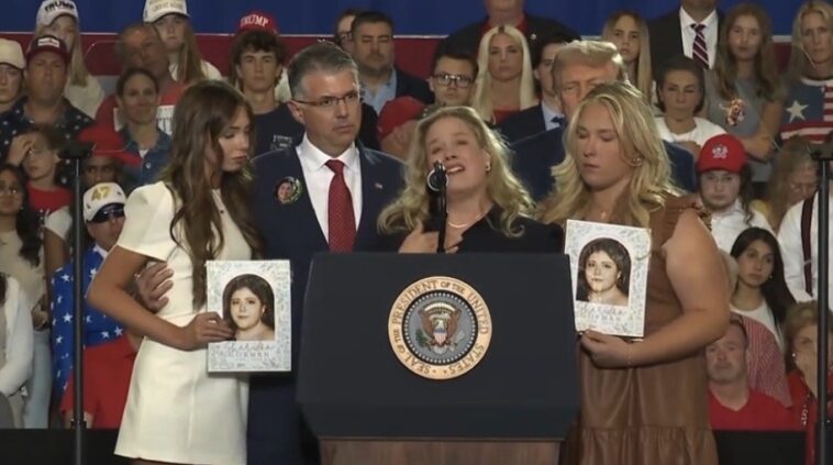 watch:-trump-brings-family-of-sheridan-gorman,-teen-murdered-by-illegal-alien-in-chicago,-on-stage-at-rally-to-deliver-heartbreaking-message-to-open-border-lunatics