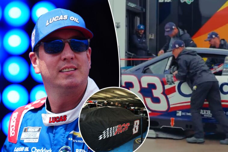 nascar-garage-watches-in-tearful-silence-as-kyle-busch’s-former-car-is-unloaded-at-track