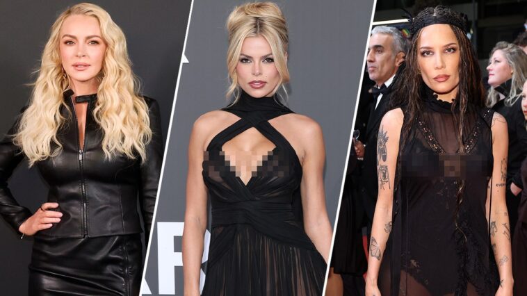 lindsay-lohan,-brooks-nader-and-halsey-heat-up-red-carpets-in-sky-high-slits-and-sheer-gowns