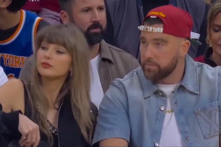 travis-kelce,-taylor-swift-take-in-knicks-cavaliers-game-3-courtside-in-cleveland