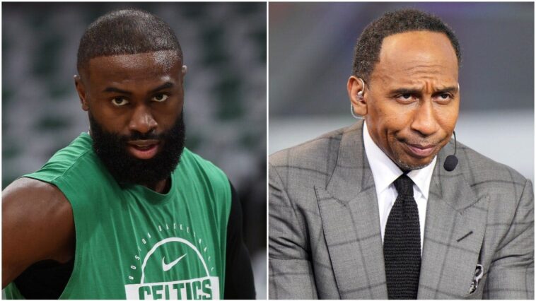 celtics-guard-jaylen-brown-challenges-espn’s-stephen-a-smith-to-a-debate-at-harvard-or-mit