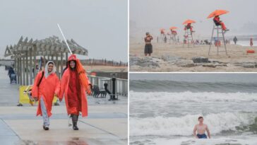 wet-memorial-day-scares-off-nyc-beach-crowds-—-but-diehard-locals-stick-it-out