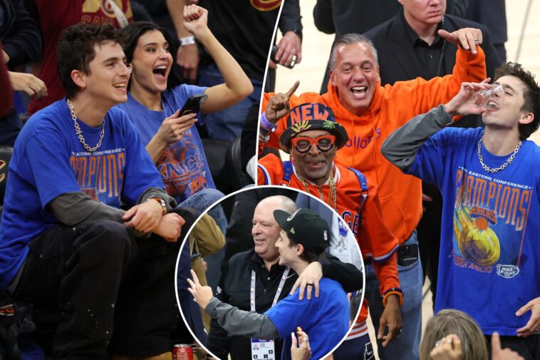 timothee-chalamet’s-epic-knicks-celebration-includes-includes-leon-rose-embrace:-‘motherf–king-finals’