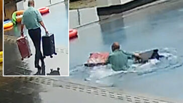 cringe-footage-shows-moment-hotel-worker-accidentally-falls-into-pool