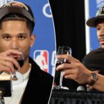 josh-hart-enjoys-wine-at-press-conference-after-knicks-make-easy-work-of-cavaliers