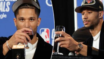 josh-hart-enjoys-wine-at-press-conference-after-knicks-make-easy-work-of-cavaliers