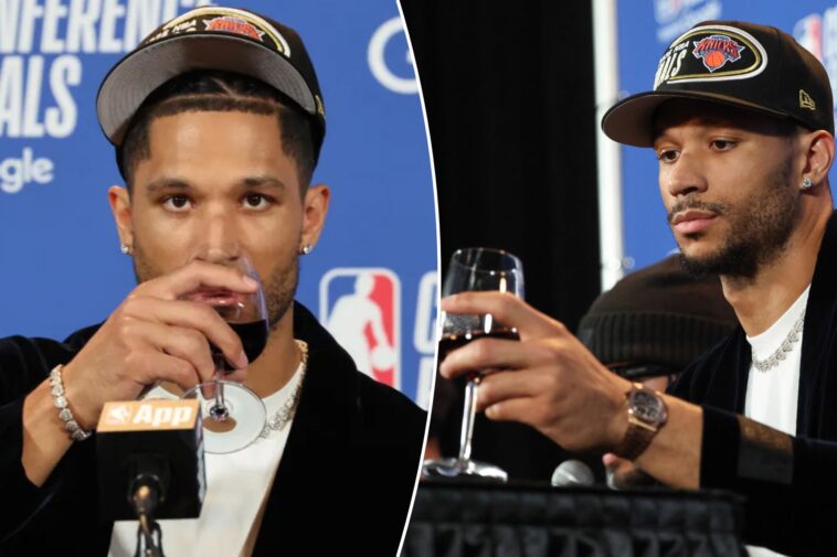 josh-hart-enjoys-wine-at-press-conference-after-knicks-make-easy-work-of-cavaliers