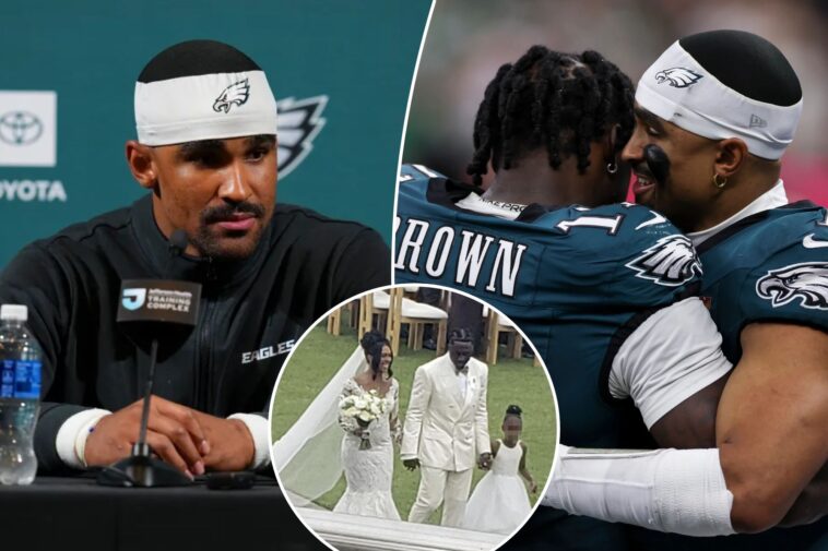 jalen-hurts-claims-relationship-with-aj.-brown-is-‘really-good’-as-wedding-and-trade-drama-swirls