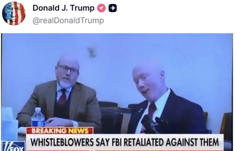 trump-reposts-2023-fbi-whistleblower-testimony,-claiming-the-bureau-concealed-11,000-hours-of-january-6-footage-to-protect-undercover-operatives