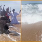 viral-video:-nigerian-pastor-attempts-to-part-the-sea-like-moses-—-ocean-has-other-plans-as-massive-wave-sends-him-running