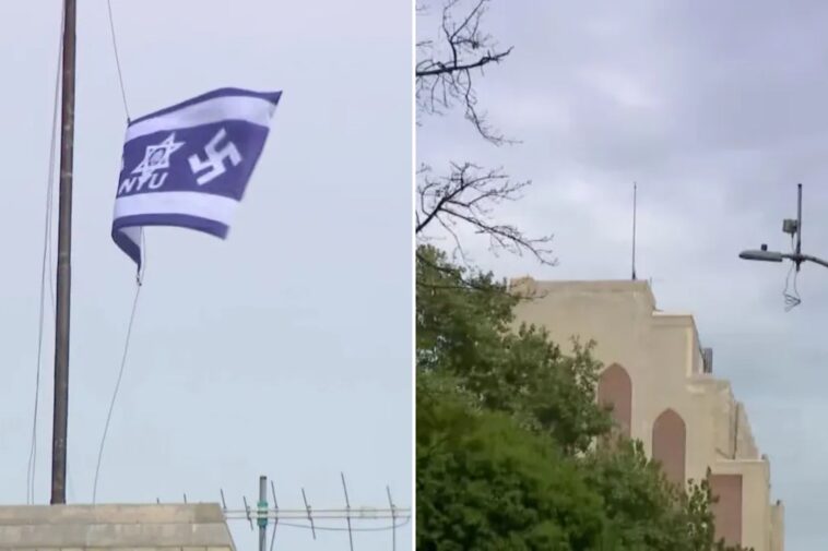 nyu-student-arrested-in-nazi-flag-raising-incident-during-graduation-event:-cops