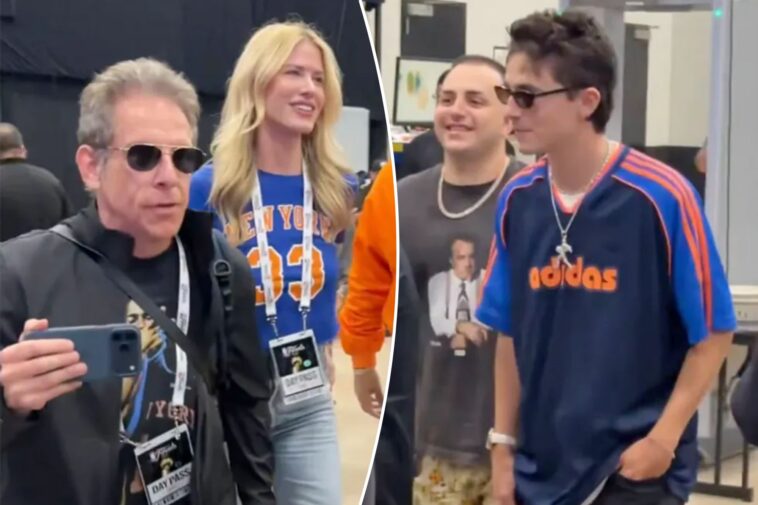 knicks’-celebrities-led-by-ben-stiller,-timothee-chalamet-invade-san-antonio-for-game-1-of-nba-finals