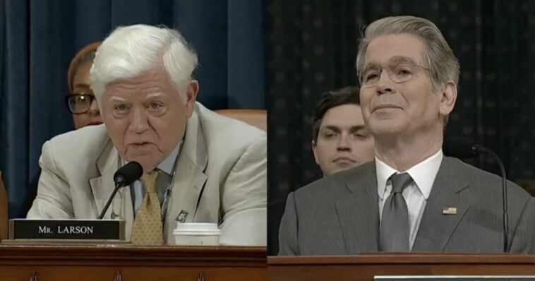 secretary-bessent-embarrasses-clueless-democrat-congressman-larson:-“are-you-in-favor-of-eliminating-the-gas-tax?!”-–-“we-asked-congress-to-eliminate-the-gas-tax!”