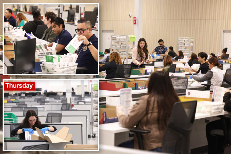 la-county-vote-counting-facility-appears-bustling-with-workers-as-probe-announced-—-a-day-after-desks-sat-empty