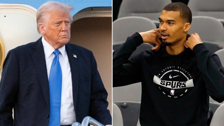 president-donald-trump-reacts-to-spurs-star-victor-wembanyama-folding-his-arms-during-the-anthem