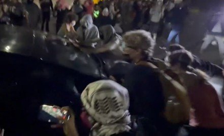 fafo:-leftist-rioter-receives-instant-karma-after-jumping-in-front-of-fast-moving-vehicle-outside-ice-detention-facility-in-new-jersey-(video)