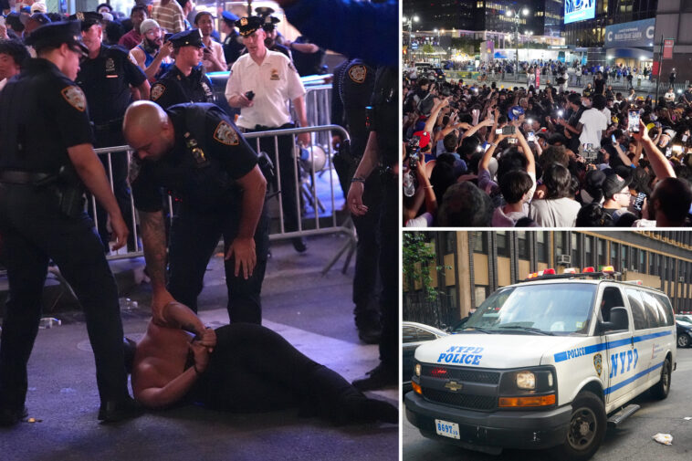 flagrant-foul!-female-ny-knicks-fan-punches-cop-at-watch-party-—-and-bites-another