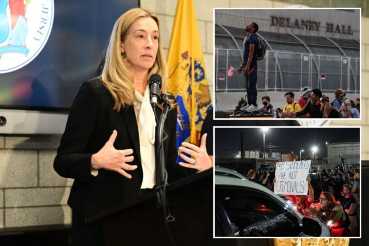 nj-gov.-mikie-sherrill-‘cowers-in-corner’-with-delaney-hall-migrant-detention-center-under-siege,-critics-say