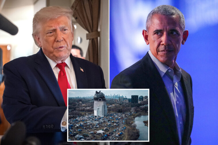 trump-mocks-‘barack-hussein-obama-library’-with-ai-image-of-site-overrun-with-trash-and-sprawling-homeless-encampments