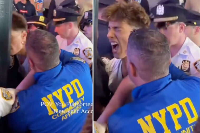 nypd-cop-appears-to-slam-knicks-fan’s-head-into-pole-during-arrest-at-madison-square-garden-watch-party:-video