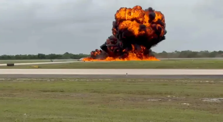 watch:-private-jet-bursts-into-flames-during-emergency-landing