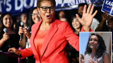 cocky-karen-bass-reacts-to-nithya-raman-jumping-above-spencer-pratt-in-la-mayoral-race