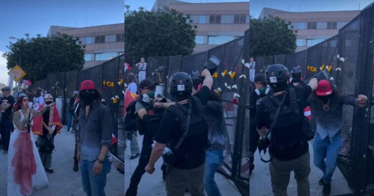 j6er-doused-with-gasoline,-violently-assaulted-by-masked-antifa-mob-at-los-angeles-anti-ice-protest-(video)