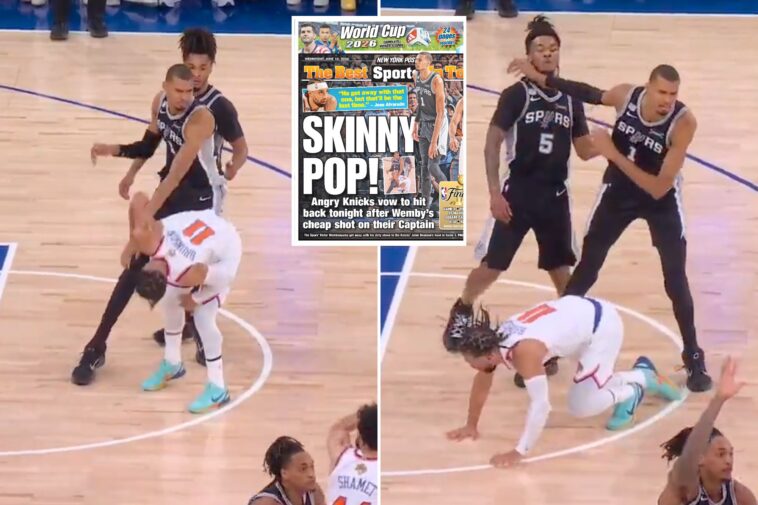 knicks-fans-outraged-over-victor-wembanyama-escaping-nba-punishment-for-jalen-brunson-shove:-‘golden-boy’