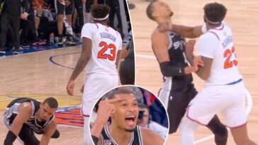 tensions-rise-in-nba-finals-game-4-as-mitchell-robinson-throws-elbow-at-victor-wembanyama