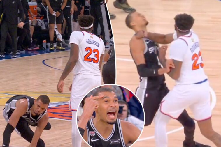 tensions-rise-in-nba-finals-game-4-as-mitchell-robinson-throws-elbow-at-victor-wembanyama