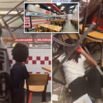 knicks-fan,-other-agitators ruthlessly-beat-nyc-five-guys-employee-with-chairs-after-game-4:-wild-video 