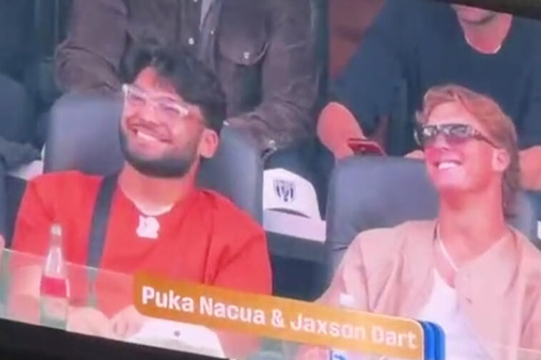 la-rams-star-puka-nacua-sips-coca-cola-with-jaxson-dart-at-team-usa-world-cup-match-after-rehab-stint