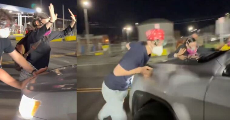 watch:-new-jersey-anti-ice-protesters-try-to-stop-jeep-with-their-bodies-and-get-thrown-when-driver-doesn’t-back-down