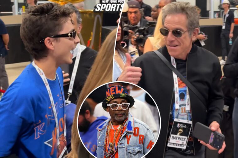 timothee-chalamet,-ben-stiller-among-stars-to-travel-to-knicks-spurs-game-5-with-nba-title-on-line