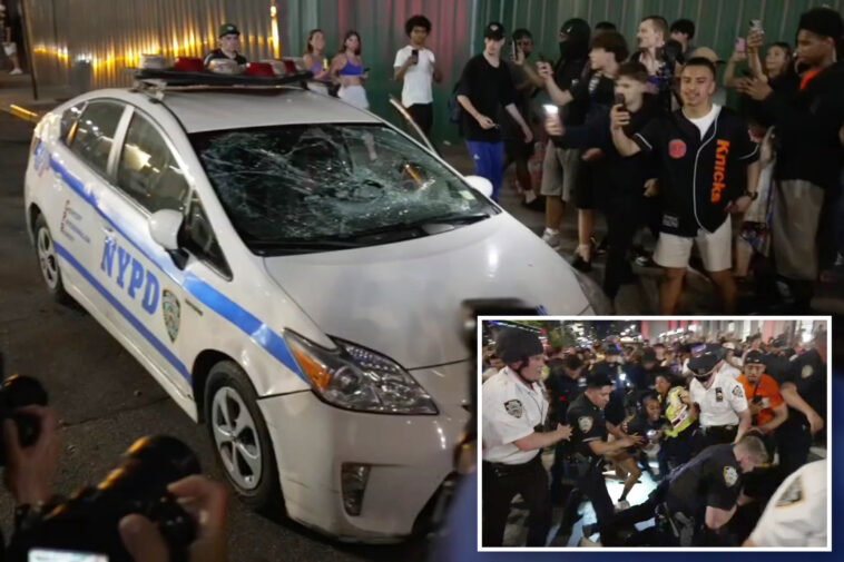 crazed-knicks-fans-smash-cop-car-as-nba-finals-ecstasy-immediately-turns-violent