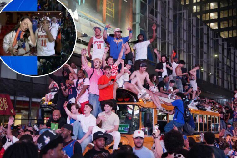cbs-reporter-loses-it-after-knicks-fan-fires-off-f-bomb-during-live-report-as-nyc-goes-nuts