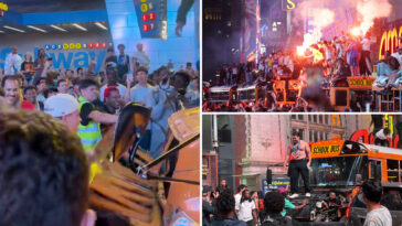 knicks-fans-set-school-bus-on-fire-in-times-square-madness:-‘i’m-scared-for-my-homies!’