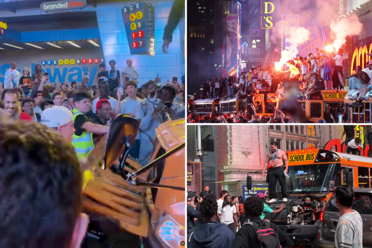 knicks-fans-set-school-bus-on-fire-in-times-square-madness:-‘i’m-scared-for-my-homies!’