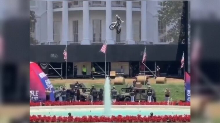 greatest-president-ever!-motorcyclists-perform-stunts-flying-in-the-air-outside-of-white-house-before-ufc-freedom-250-fights-tonight