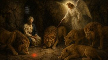 scholars-now-believe-the-angel-saved-daniel-by-distracting-lions-with-a-laser-pointer